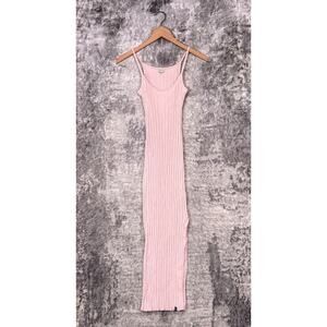Kule Dress XS Womens Clemence Ribbed Tank Soft Pink Midi